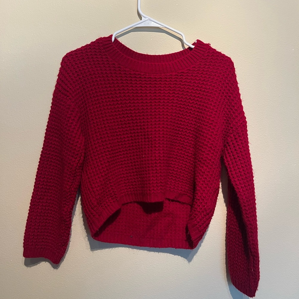 Shasa Red Crew Neck Sweater Cozy Knit Design